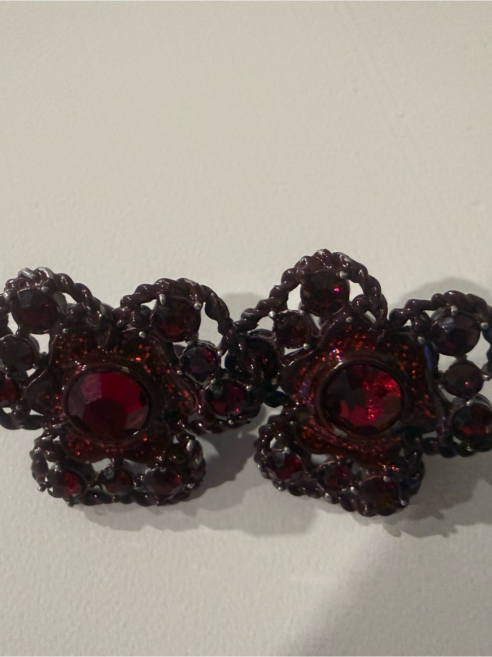 Vintage Crystal “garnet” Clip On Earrings